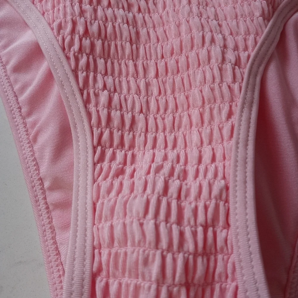 KENDALL + KYLIE PINK SCRUNCH HENELY TOP 2 PC BIKINI SET XS/M